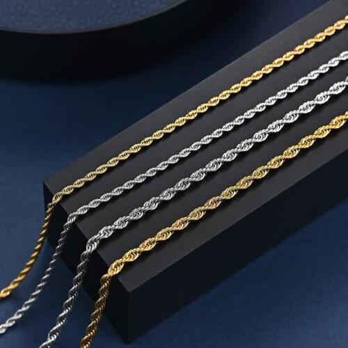2021 Hot Sales Streetwear Wide 2mm 3mm Ropechain Chains Necklaces Gothic Accessories Titanium Stainless Steel Unisex Womens Man