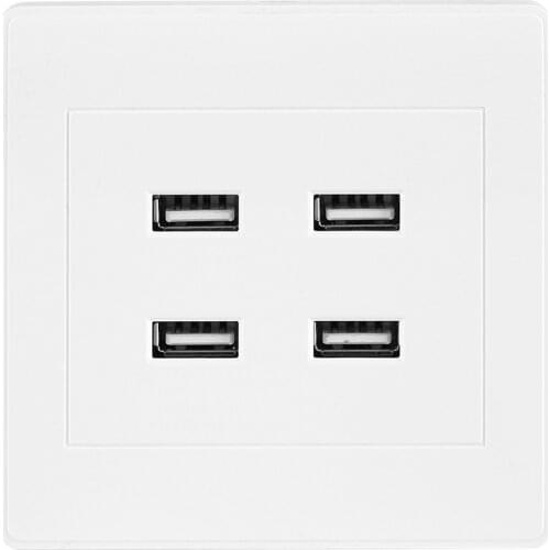4 USB Ports DC 5V Home Office Electric Wall Mounted Power Socket Charger Outlet