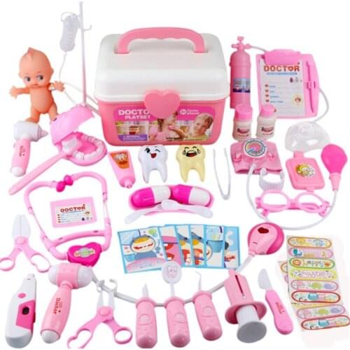 44 Pcs/Set Girls Role Play Doctor Game Medicine Simulation Dentist Treating Teeth Pretend Play Toy For Toddler Baby Kids