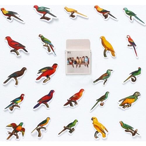 45 pcs/Pack Paintings of Bird Cute Animal Handbook Album Decoration DIY Sealing Sticker
