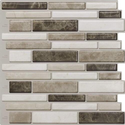 5-Sheets Anti-Mold Peel and Stick Wall Tile, Self-Adhesive Kitchen Backsplash in Sandstone Pattern