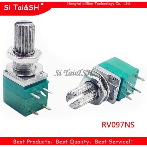 5pcs RV097NS 5K 10K 20K 50K 100K 500K with a switch audio 5pin shaft 15mm amplifier sealing potentiometer