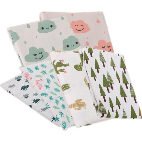 6pcs/lot Printed Elk Christmas Tree Flamingo Linen Cotton Fabric Patchwork Cloth DIY Sewing Material Handwork Cloth Accessory