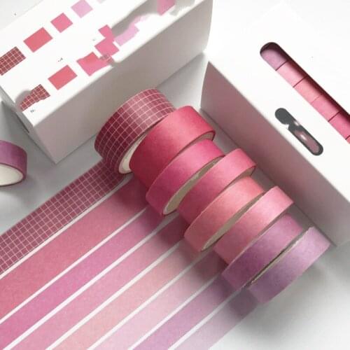 8 Pcs/Set Cute Solid Color Washi Tape Grid Masking Tape Kawaii Decorative Adhesive Tape Sticker Scrapbook Diary Stationery Tape