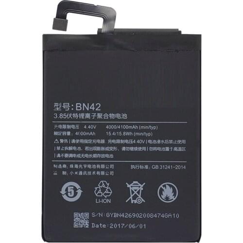 Phone Battery BN42 For Xiaomi Redmi Hongmi 4 Original Replacement Batteries High Capacity 4000mAh Free Tools