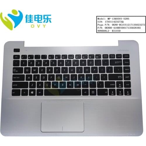 English keyboard for ASUS R455 F455 W419L Y483C Keyboards silver Palmrest X455LF X455 WA X455WE X455LDB X455DG 90NB08L2-R31US0