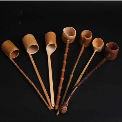 Chinese Traditonal Style Long Handle Bamboo Scoop For Tea Wine Water Durable Natural Bamboo Spoon For Home Hotel Teahouse Store