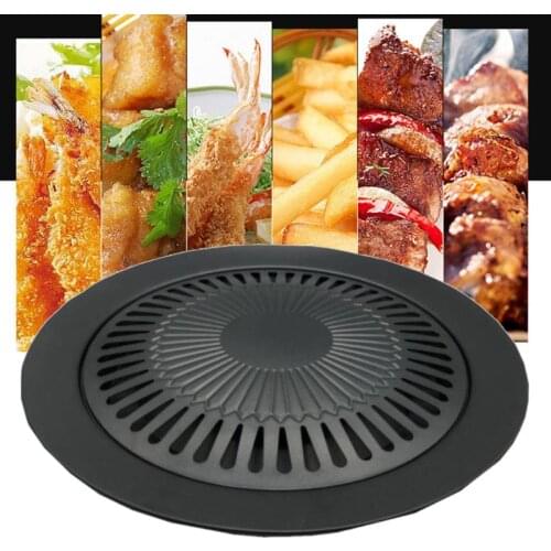 Barbecue Grill Pan Portable Non-Stick Stove Plate Outdoor Korean BBQ Roasting Grill Plates Cooking Tool