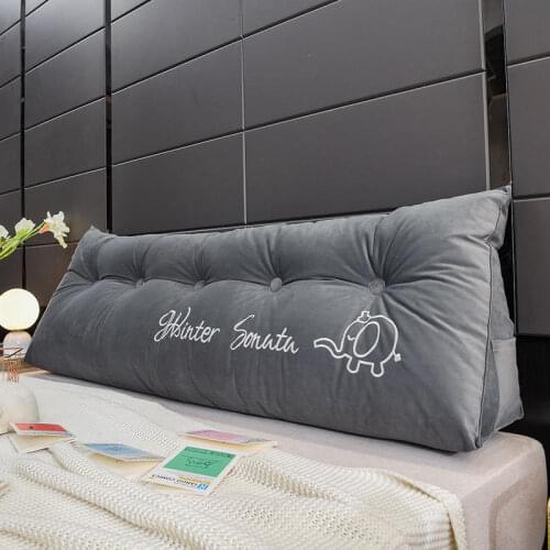 Letter Embroidered Brushed Bedside Triangle Big Pillow, Soft Single and Double Back Cushions as Gifts for the Family