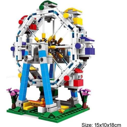 Colorful City Building Block Pleasure Ground Ferris Wheel 660pcs Educational Bricks Toy Boy Gift-No Box