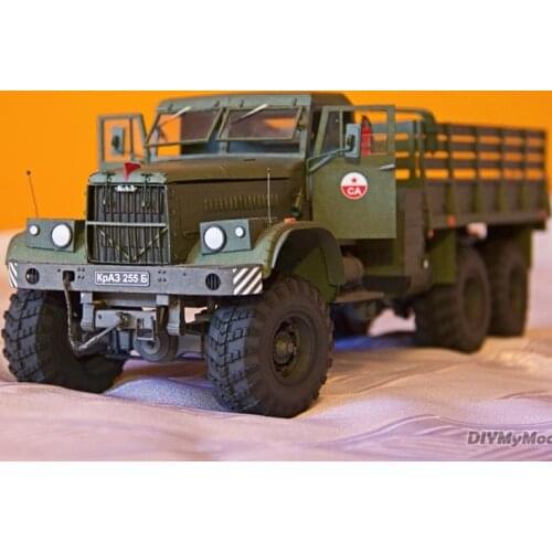 DIYMyModel Russian Military Truck Kraz-255B 1:25 DIY Paper Model Kit Puzzles Handmade Toy DIY