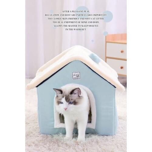 Dog House Indoor Warm Kennel Pet Cat Cave Nest Rabbit Nest Washable Removable Mat Cozy Sleeping Bed