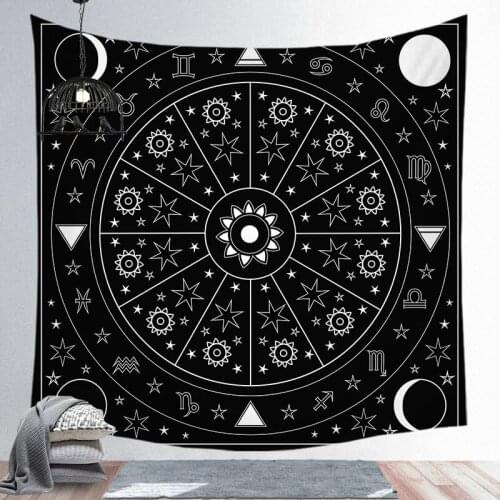 Cosmos Celestial Stars Mandala Tapestry New Creative Astrolabe Chart Zodiac Wall Tapestry Wall Hanging Tapestry Home Decoration