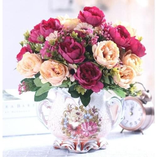 30cm Peony Flowers Silk Artificial Bouquet Baby Breath Accessories Daisy Flowers Fake Flowers for Wedding Home Decoration