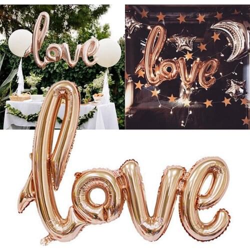 JX-LCLYL 42" Rose Gold Script Love Letter Foil Balloon For Wedding Engagement Decor
