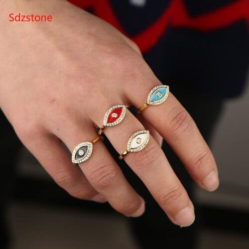 Fashion women Punk Anel Ring Anillos white red blue enamel Turkish Evil Eye Rings Jewelry Bff Best Friends Fashion Designer