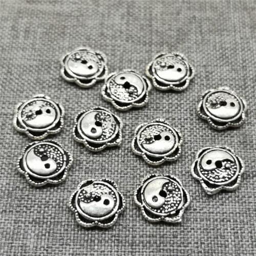 10 Pieces of 925 Sterling Silver Tai Chi Yin Yang Bead Caps 9mm Bracelet Spacer