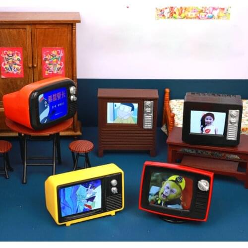Retro Mini Portable TV Television Watch TV Dollhouse Scene ob11 Model Miniature TV Model Toys
