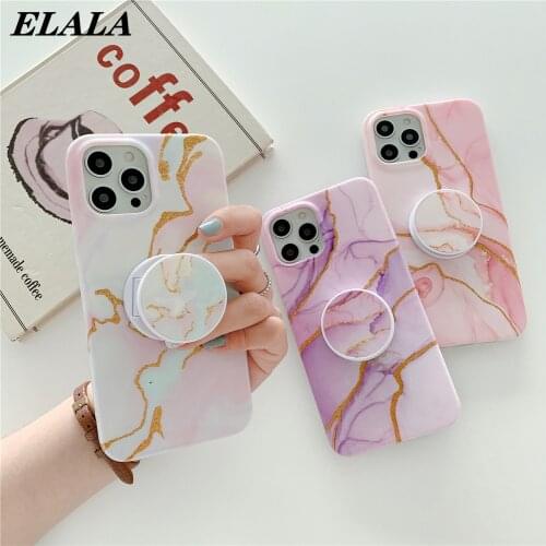 Marble Case with Folding Bracket for Samsung Galaxy S21 Plus S20 FE Note 20 Ultra A52 A72 A32 A51 A12 A71 A50 Symphony IMD Cover