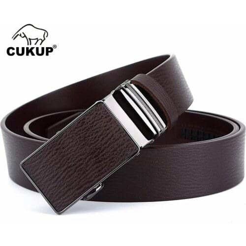 CUKUP Mens Personality Unique Design Leisure Leather Cover Belt Mens Casual Style Automatic Buckle Accessories for Men NCK694