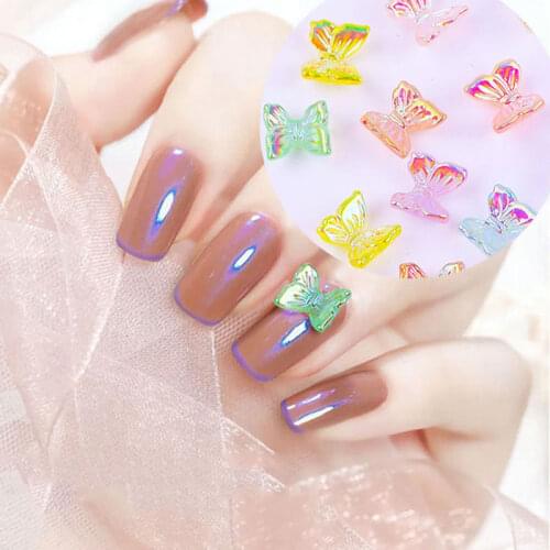 2021 New Nail Jewelry Manicure 3D Crystal Butterfly 30PCS Nail Rhinestones Glitter AB Mix Colors Nail Art DIY Decoration