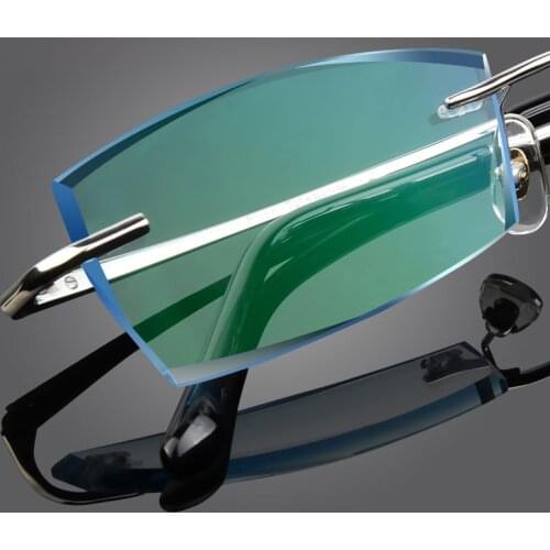 New Pure titanium Rimless glasses Man and women Diamond cut myopic glasses Hyperopia reading glasses Prescription glasses