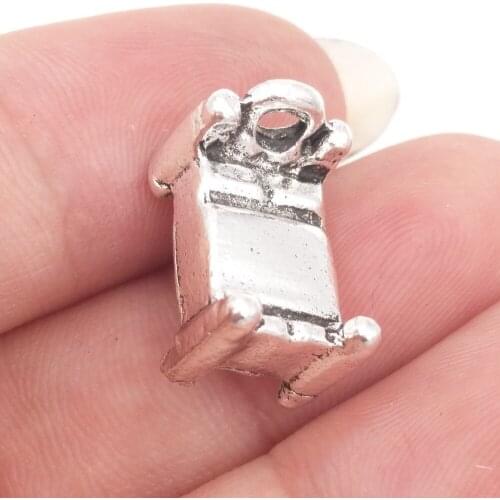 BULK 30 Zinc Alloy Vintage Silver Plated Bed Charms fit Floating Charm Bracelets Jewelry Accessories 9*13mm 2.3g