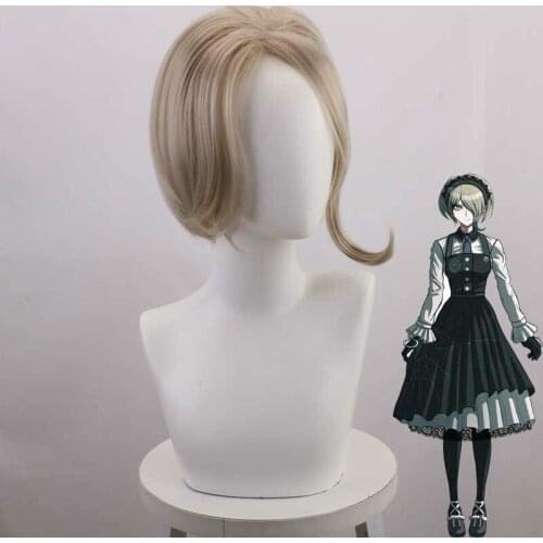 Anime Danganronpa V3 Tojo Kirumi Cute Gray Mixed Color Hair Cosplay Wig Halloween Party + Free Wig Cap