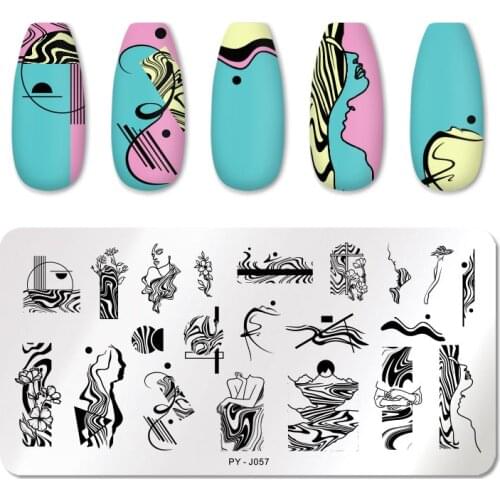 PICT YOU Nail Stamping Plates Wood Grain Pattern Stamp Template Line Picture Leaf Geometry Theme Nail Art Plate Stencils Tools