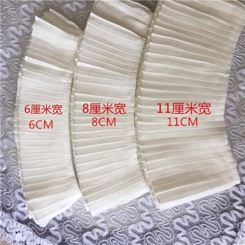 3Meter Good quality black and white linen yarn pleated chiffon lace accessories Dress Clothes Decoration Lace Fabric