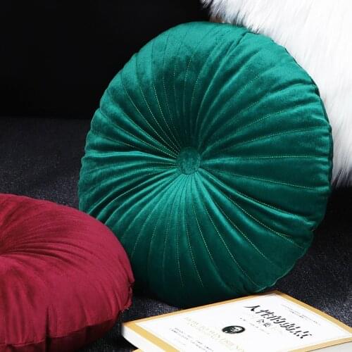 Nordic Classical Cushion Simple Round Solid Color Velvet Pumpkin Cushion Fashionable Furniture Supplies
