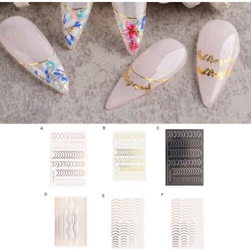 Nail Strip Half Moon Shape 3D Effect Ultra Thin Rose Gold Striping Tape Manicure Design Lines for Female