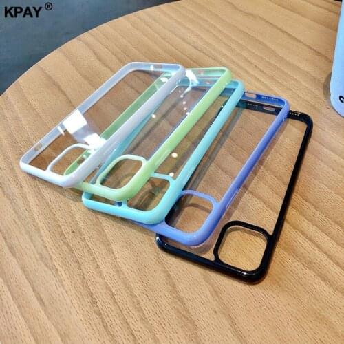 KPAY Transparent Candy Color Phone Case For iPhone 11 12 Pro Max Mini 7 8 Plus XR X XS SE Ins Style Shockproof Soft Case Cover