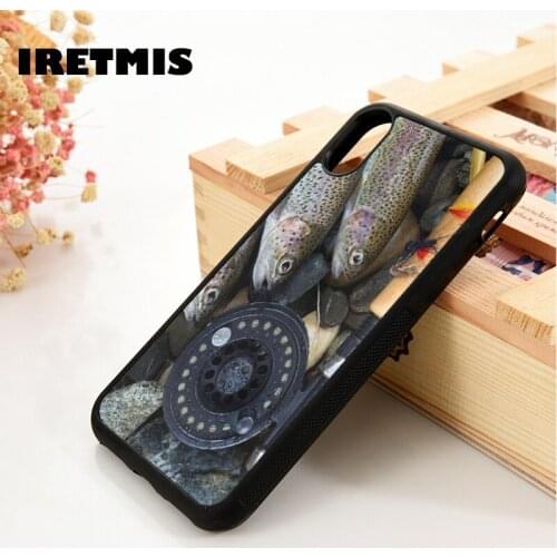 Iretmis 5 5S SE 6 6S Soft TPU Silicone phone case cover for iPhone 7 8 plus X Xs 11 Pro Max XR wild trout with fishing fly