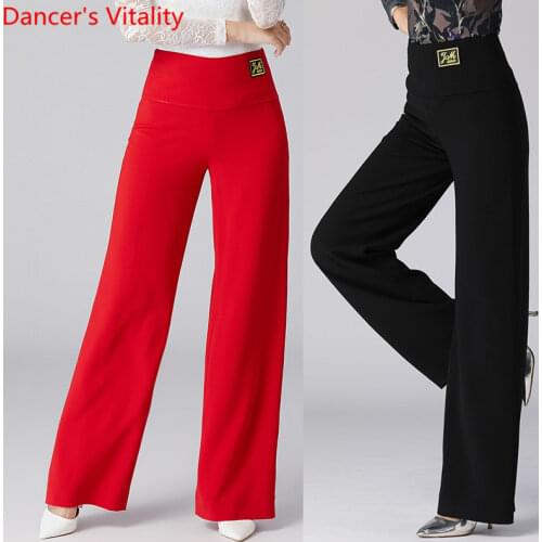 Modern Dance Wear Women New Latin Ballroom National Standard Dancing Loose Pants Black Trousers Competition Training Clothes