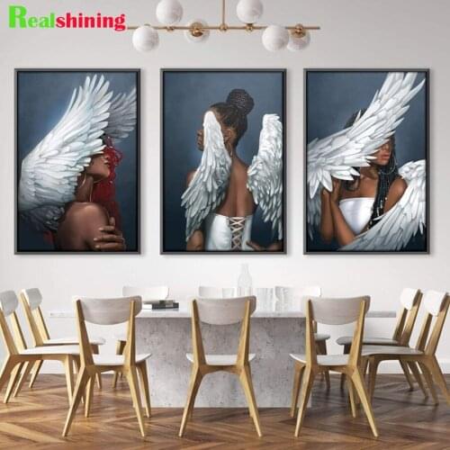 Triptych Diy Diamond Embroidery Nordic Woman Angel wings Diamond Painting Cross Stitch Rhinestone Diamond Mosaic Full N1582