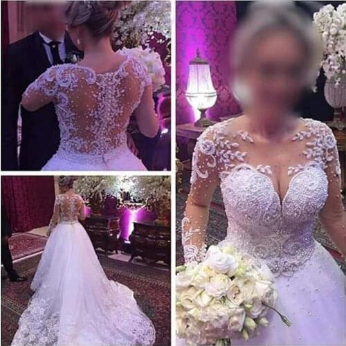 YIWUMENSA Luxury Sexy Bridal Appliques Robe De Marriage Tulle Princess Ball Gown Wedding Dress 2021 Trouwjurk Vestidso De Novias