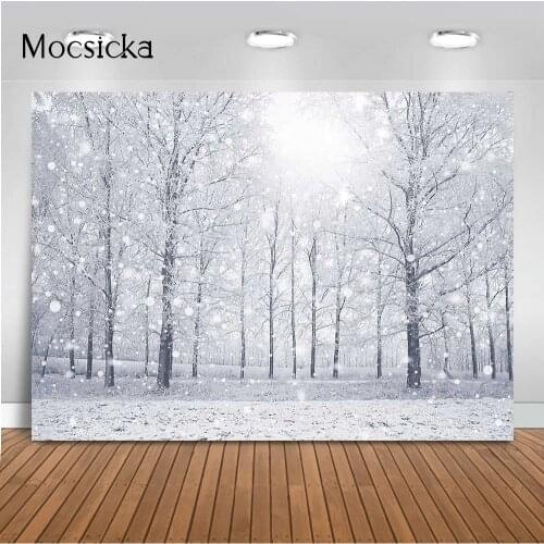 Winter Christmas Forest Photography Backdrop Snow Scene Children Kids Portrait Background for Photo Studio Photocall Snowflake