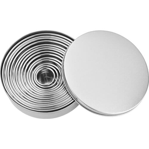 14Pcs Stainless Steel Round Cookie Moulds Practical Biscuit Cutters Circle DIY Mousse Cake Dessert Pastry Decorating Tool