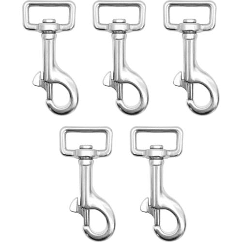 316 Stainless 60mm 66mm 73mm Square Eye Swivel Bolt Snap Hook Diving Clip Marine Yacht Rigging Hardware for Diving Set of 5