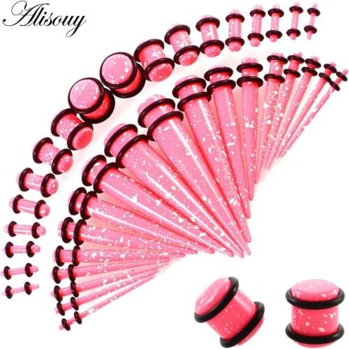36pcs Ear Tunnels Pierces Gauges Mix Size 14G-00G full sets Stain Spot Speckle Acrylic Ear Expander Plugs Body Piercing Jewelry