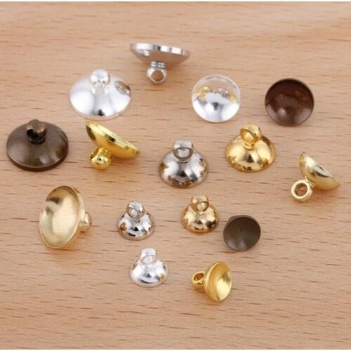 50pcs 4/5/6/8/10mm Tray End Cap Stainless Steel Bead Caps Fitting Round Beads Pendants DIY Necklace Findings Handmade