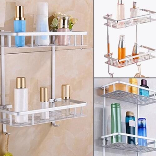 Antique Space Aluminum Corner Basket Bathroom Products Luxury Cosmetic Storage Bathroom Shelf Holder Bathroom Accessories