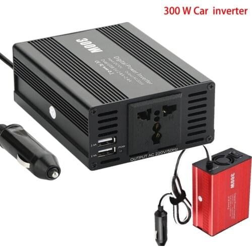 Car Inverter DC 12v to AC 220v 300W Aluminum Shell Dual USB 2.4A Universal Plug Auto Charger Converter Adapter Cigarette Lighter