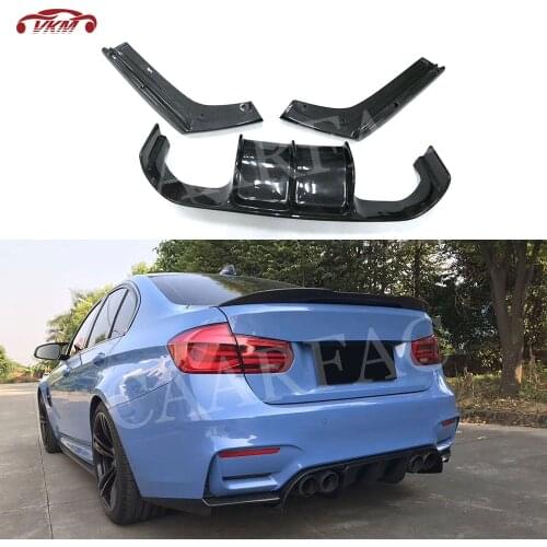 Carbon Fiber Car Rear Bumper Lip Spoiler Diffuser for BMW 3 Serises F80 M3 F82 M4 2014 - 2018 V Style 3PCS
