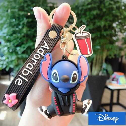 Disney Stitch Mickey Minnie Keychains Cartoon Mouse Piakchu Figure Doll Key Chain For Girls Bag Charms Car Pendant Keyrings