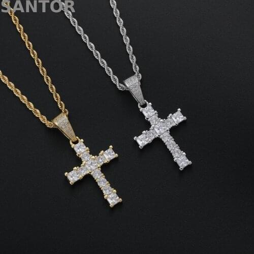 Hip Hop Cross Pendant Necklace Charm Chain Necklace Women Hip-Hop Jewelry For Men Iced Out Chain Fashion Link Gift