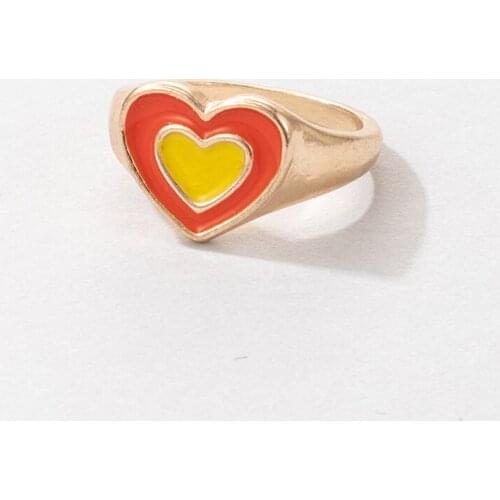 Docona Charms Love Heart Couples Rings for Women Men Colorful Dropping Oil Yin Yang Metal Ring Wedding Lover Jewelry Gift кольца
