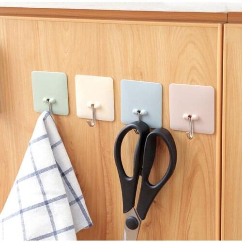 Home Bathroom Kitchen Adhesive Hooks Shelf Hanger Stick On Wall Hanging Door Clothes Towel Holder LX4675
