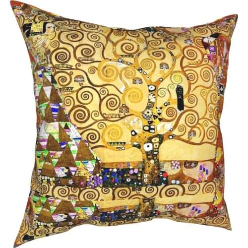Tree Of Life Stoclet Frieze Gustav Klimt Square Pillow Case Cushions for Sofa Customized Cushion Covers